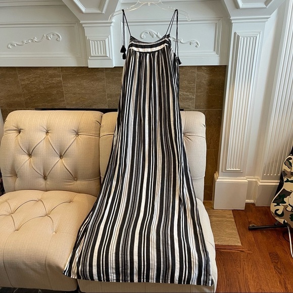 Madewell Striped Side-Button Maxi Dress Black/Gray/White Size 2 - Picture 3 of 9